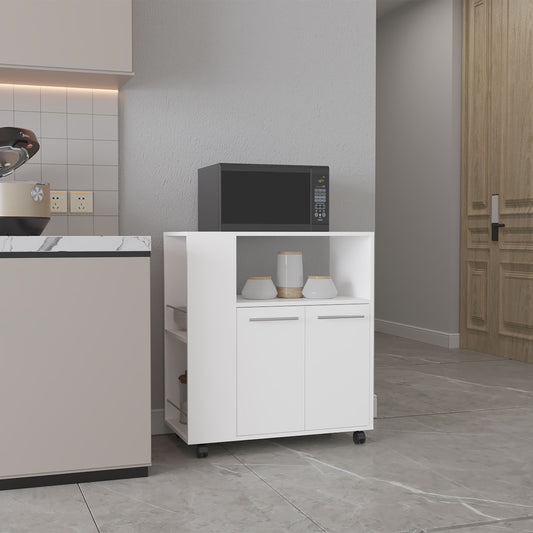 Kitchen Cart, 2 Doors, 3 Shelves, 4 Wheels
