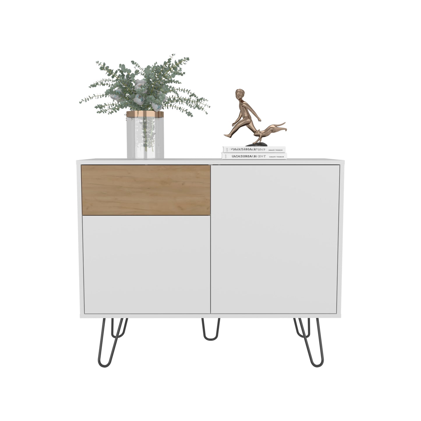 White Engineered Wood Sideboard - 2 Doors, 1 Drawer, 4 Shelves
