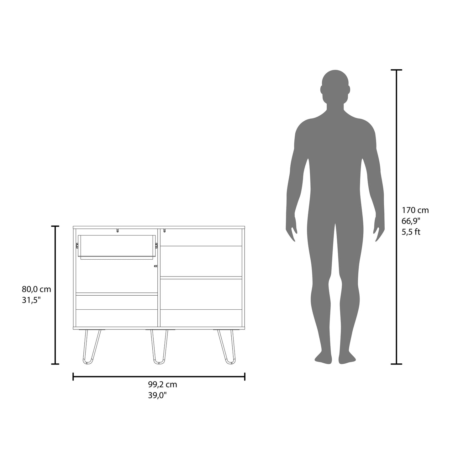 White Engineered Wood Sideboard - 2 Doors, 1 Drawer, 4 Shelves