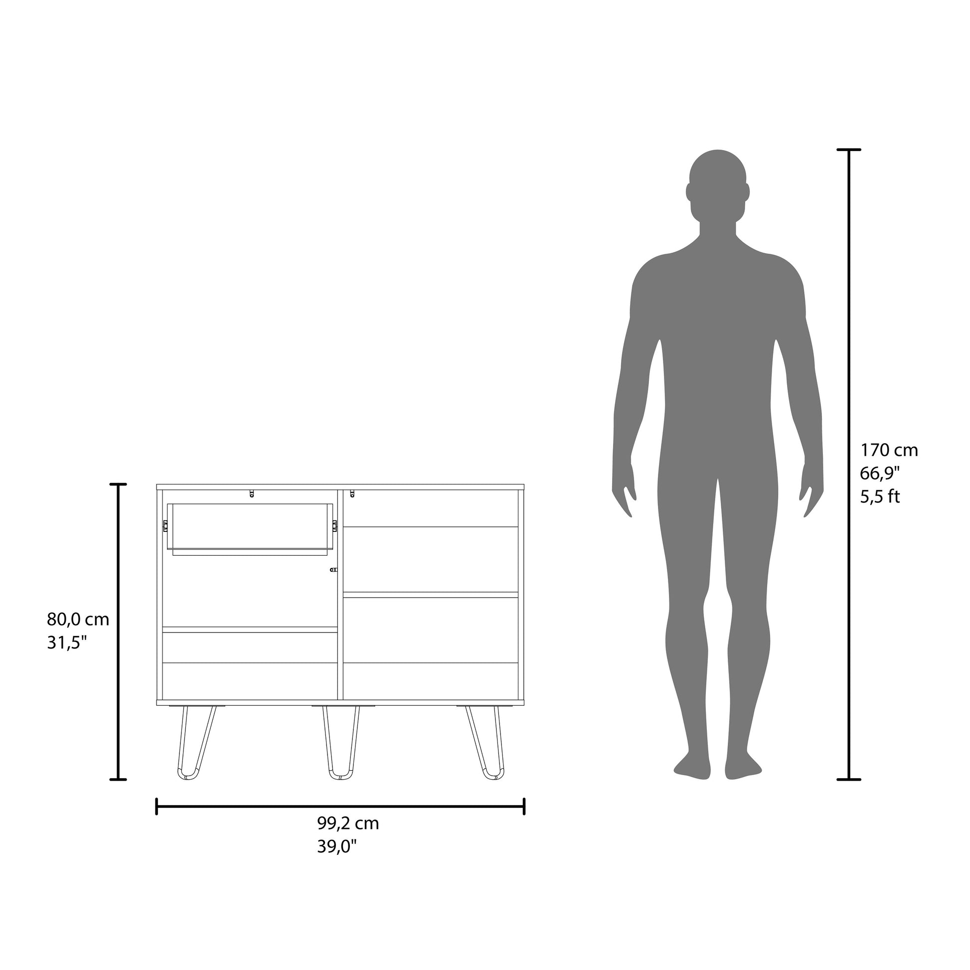 White Engineered Wood Sideboard - 2 Doors, 1 Drawer, 4 Shelves