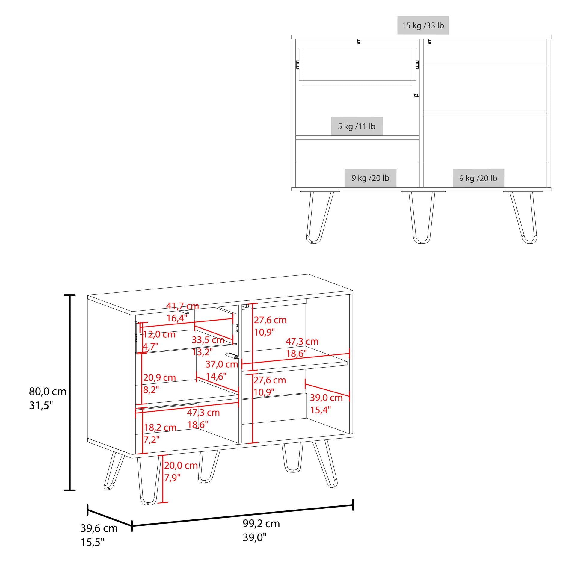 White Engineered Wood Sideboard - 2 Doors, 1 Drawer, 4 Shelves