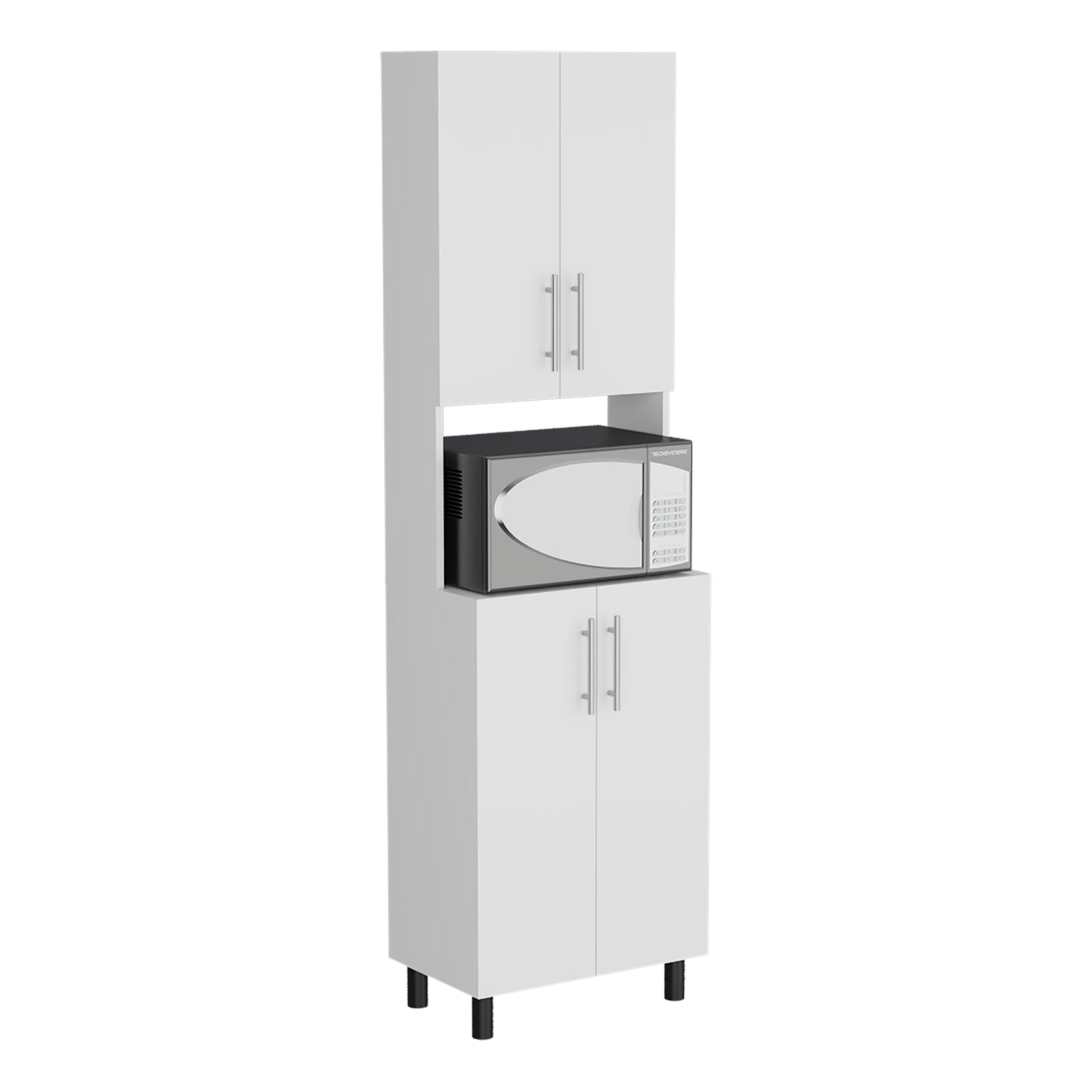 White Engineered Wood Kitchen Server with Shelves for Dining Room