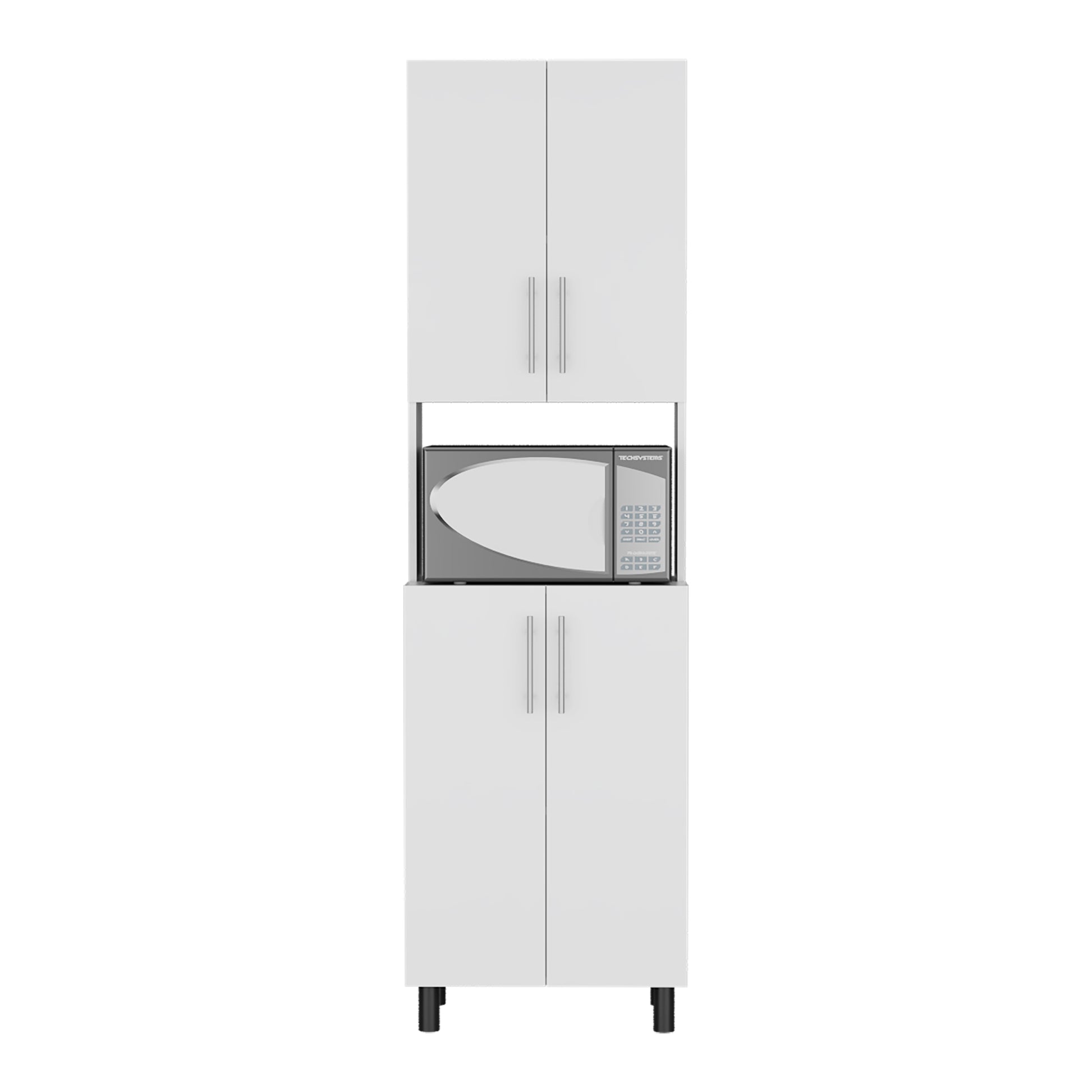 White Engineered Wood Kitchen Server with Shelves for Dining Room
