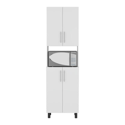 White Engineered Wood Kitchen Server with Shelves for Dining Room