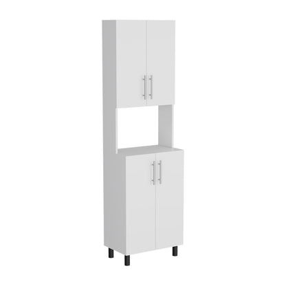 White Engineered Wood Kitchen Server with Shelves for Dining Room