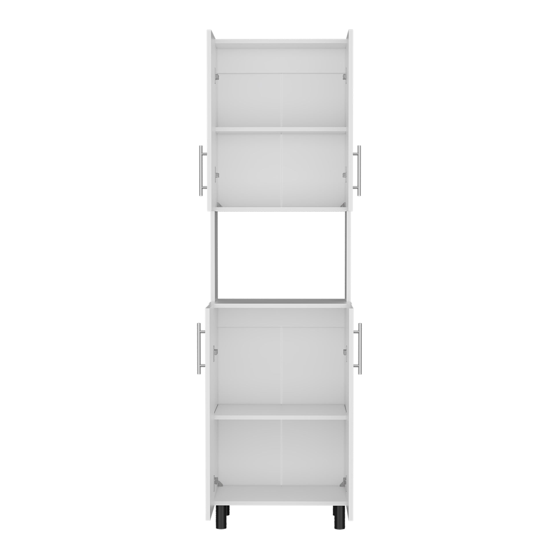 White Engineered Wood Kitchen Server with Shelves for Dining Room