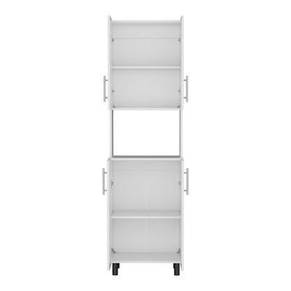 White Engineered Wood Kitchen Server with Shelves for Dining Room