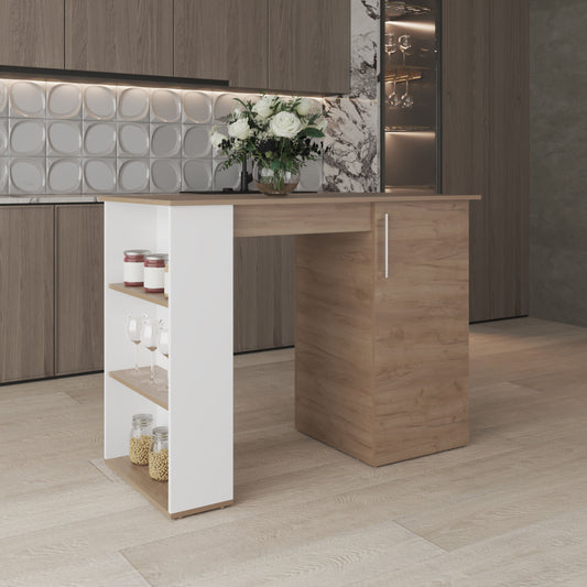 Kitchen Island, 1 Door, 5 Shelves