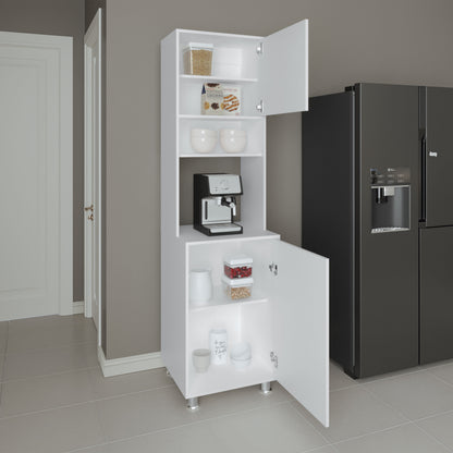 White Kitchen Storage Cabinet with 5 Shelves for Pantry Organization for Dining Room