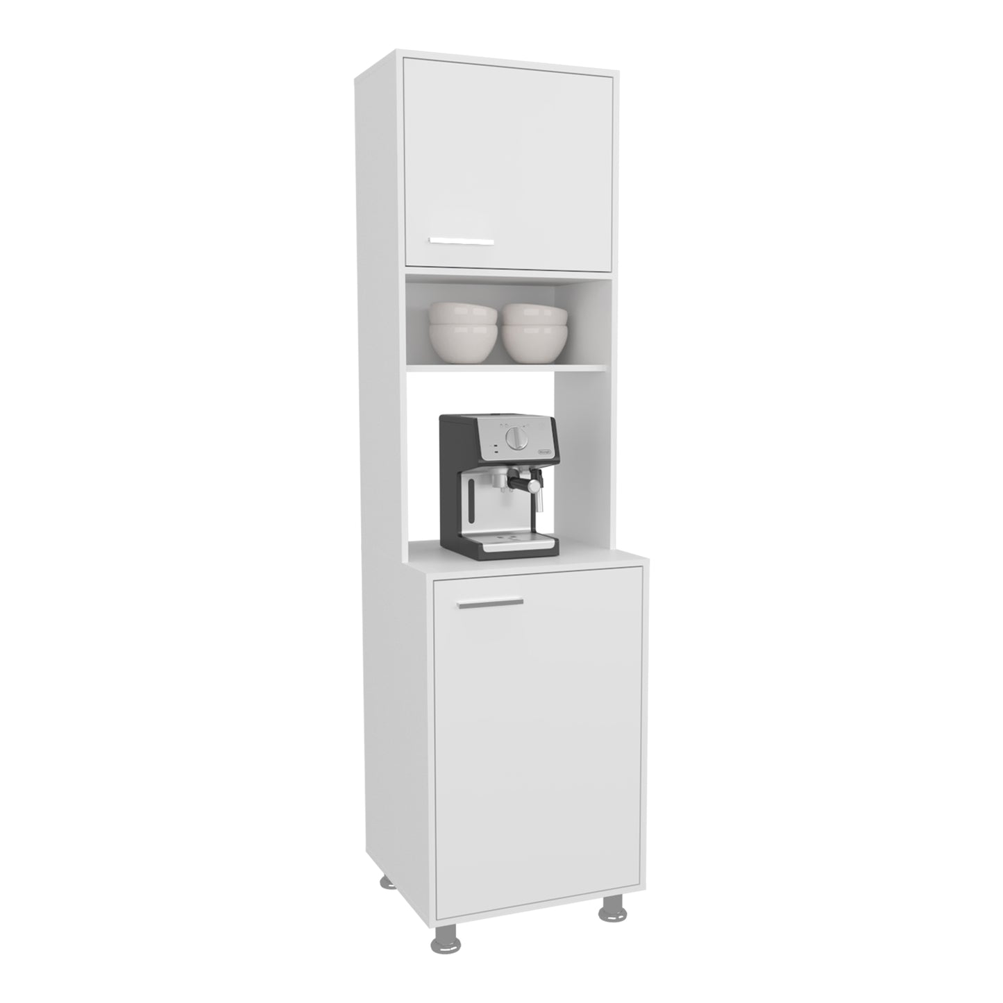 White Kitchen Storage Cabinet with 5 Shelves for Pantry Organization for Dining Room