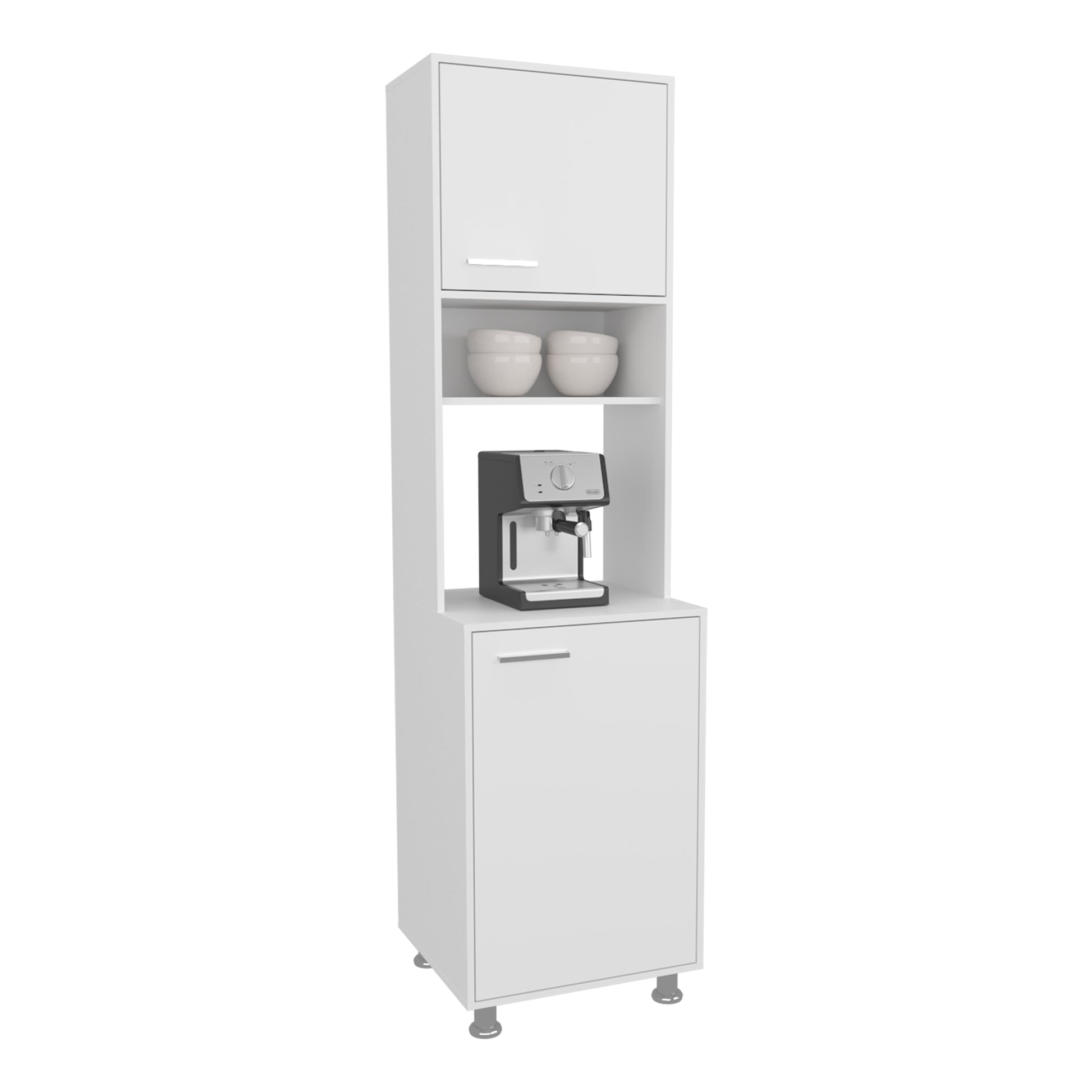 White Kitchen Storage Cabinet with 5 Shelves for Pantry Organization for Dining Room