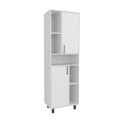 Kitchen Pantry Cabinet - White, 2 Doors, 9 Shelves