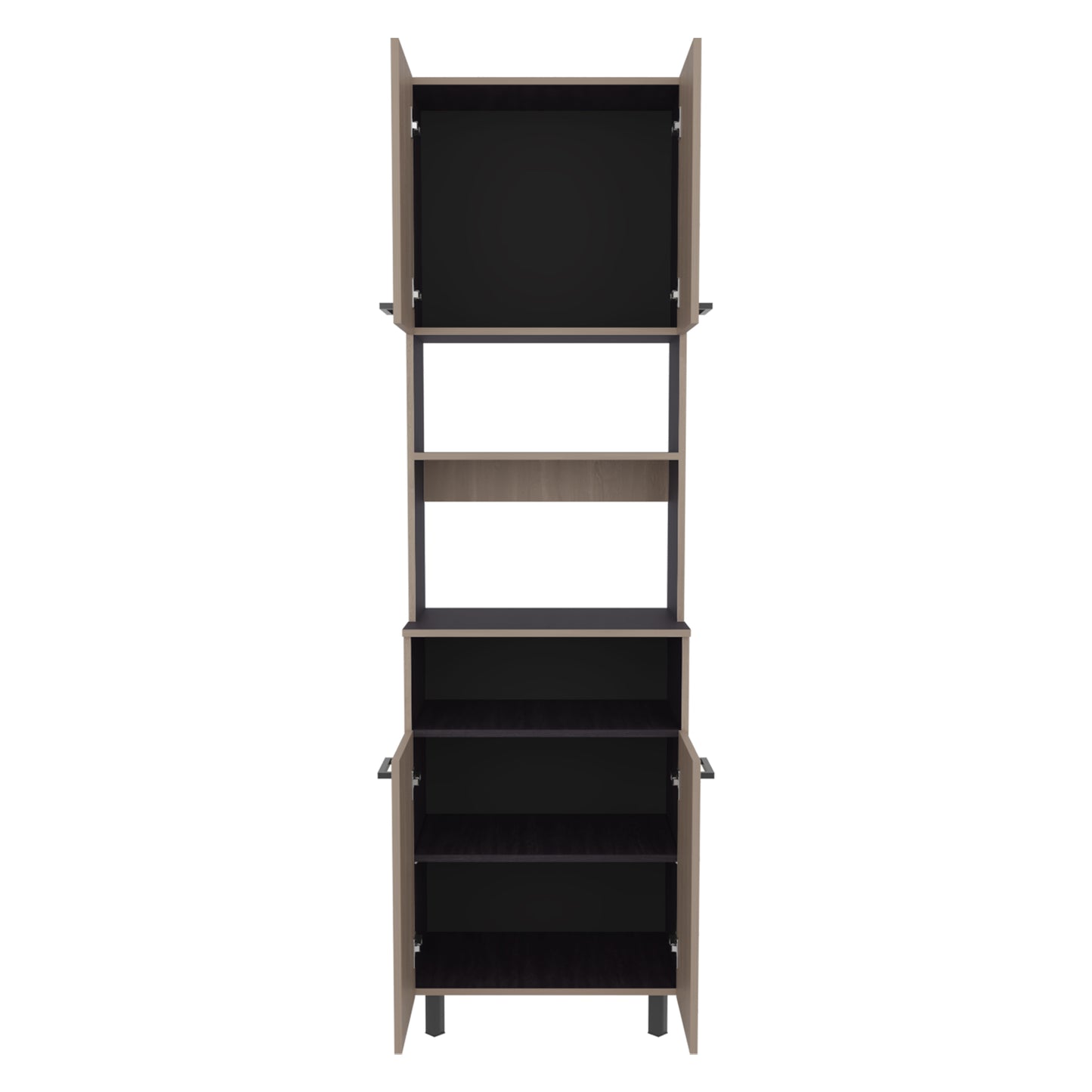 White Oak Kitchen Pantry Cabinet with 4 Doors for Maximizing Storage