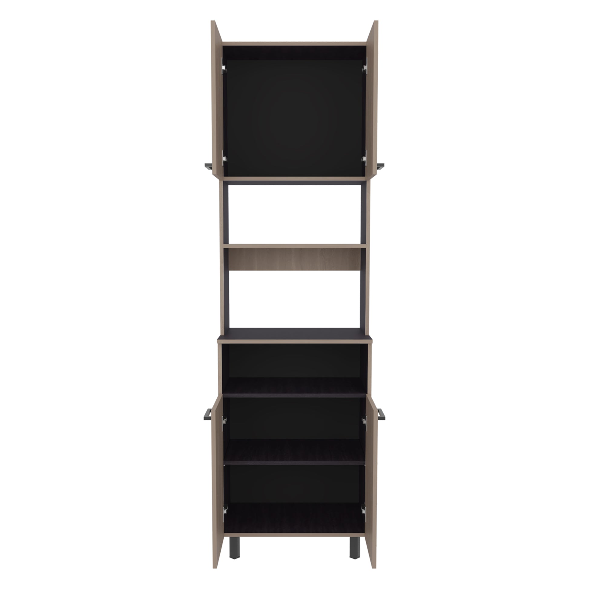 White Oak Kitchen Pantry Cabinet with 4 Doors for Maximizing Storage