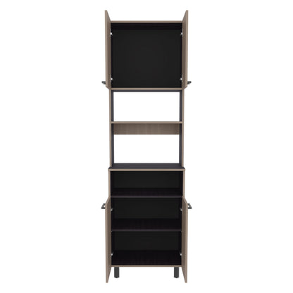 White Oak Kitchen Pantry Cabinet with 4 Doors for Maximizing Storage