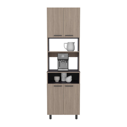 White Oak Kitchen Pantry Cabinet with 4 Doors for Maximizing Storage