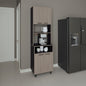 Kitchen Pantry, 4 Doors, 4 Legs, 4 Shelves, White Oak / Black Wengue