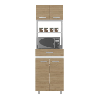 Beige White Kitchen Server Cabinet - 4 Doors, 1 Drawer
