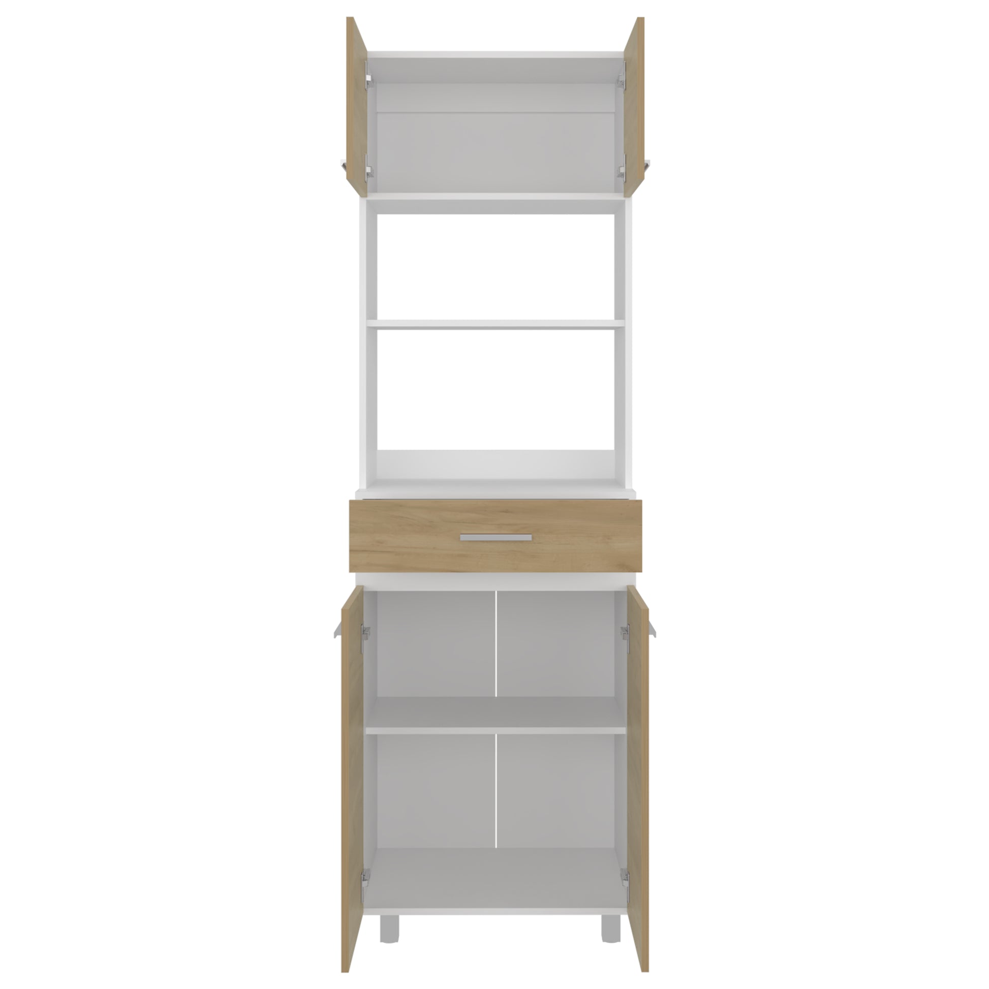 Beige White Kitchen Server Cabinet - 4 Doors, 1 Drawer