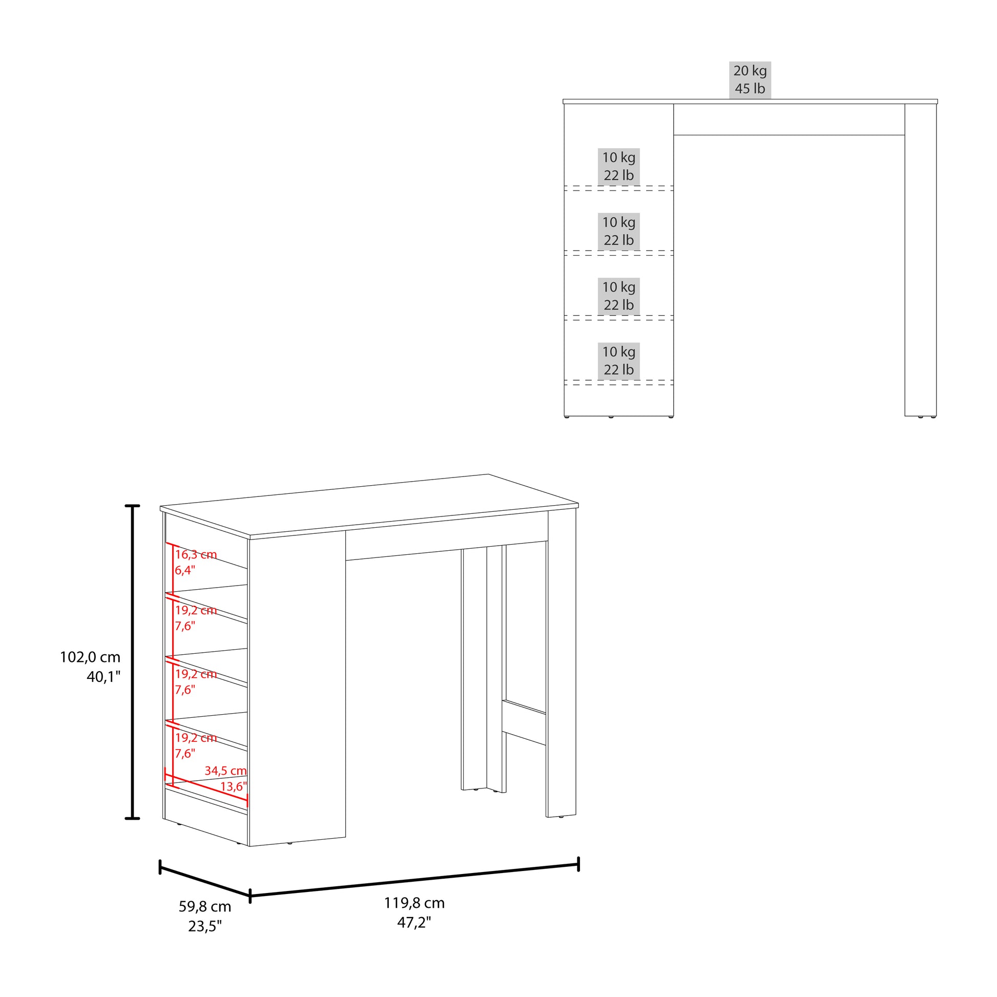 Kitchen Island, 4 Shelves, Black Wengue - Storage & Style
