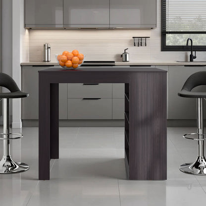 Kitchen Island, 4 Shelves, Black Wengue