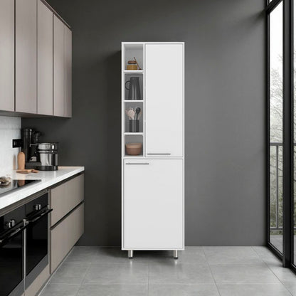 Kitchen Pantry 80.30" H 2 Doors, 9 Shelves, 4 Legs, White - Kitchen