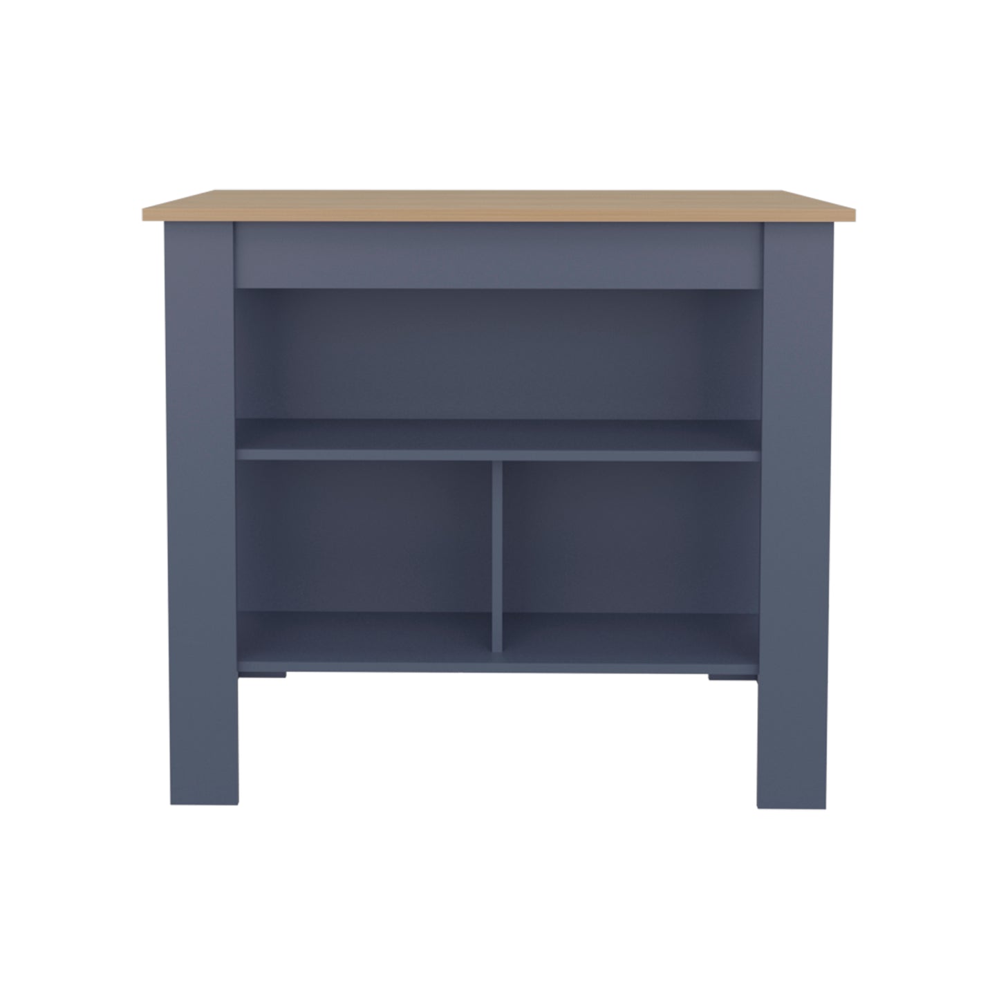 Kitchen Island 35.3" H, 3 Shelves, Alby Blue / Natural Oak - Kitchen