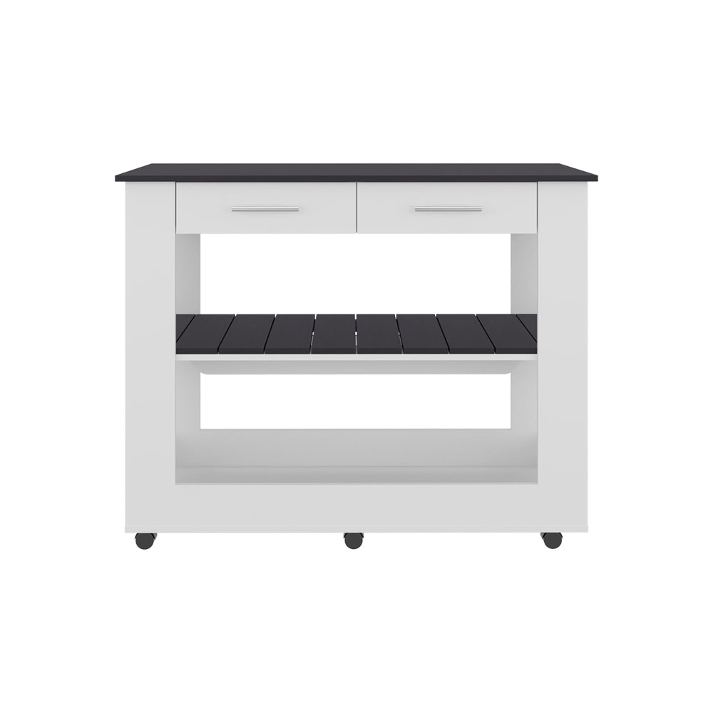 White+Black Kitchen Island with Storage - 36.5" W