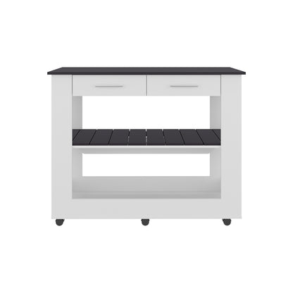 White+Black Kitchen Island with Storage - 36.5" W