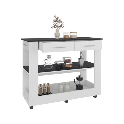 White+Black Kitchen Island with Storage - 36.5" W