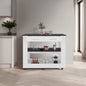 Hardy Kitchen Island, 2 Drawers, 6 Wheels, 2 Shelves, White / Black Wengue