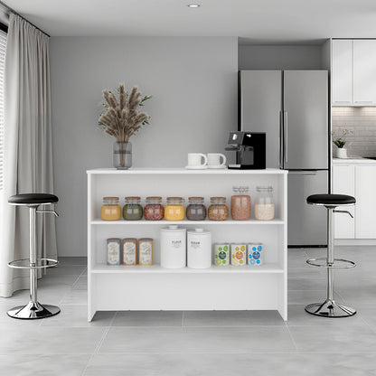Gravette Kitchen Island, 3 Shelves, White