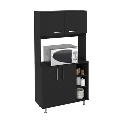 Black Kitchen Server Cabinet with Hutch - 37 Inch Wide
