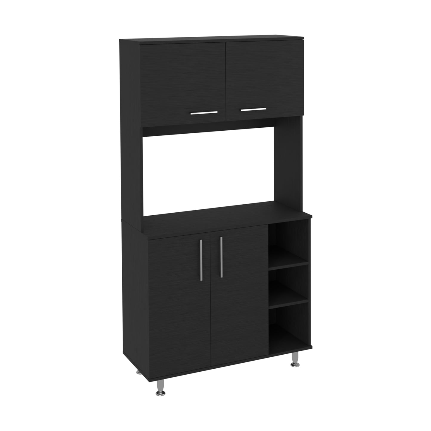 Black Kitchen Server Cabinet with Hutch - 37 Inch Wide