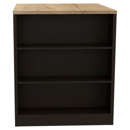 Multicolor Engineered Wood Kitchen Island with Storage Shelves