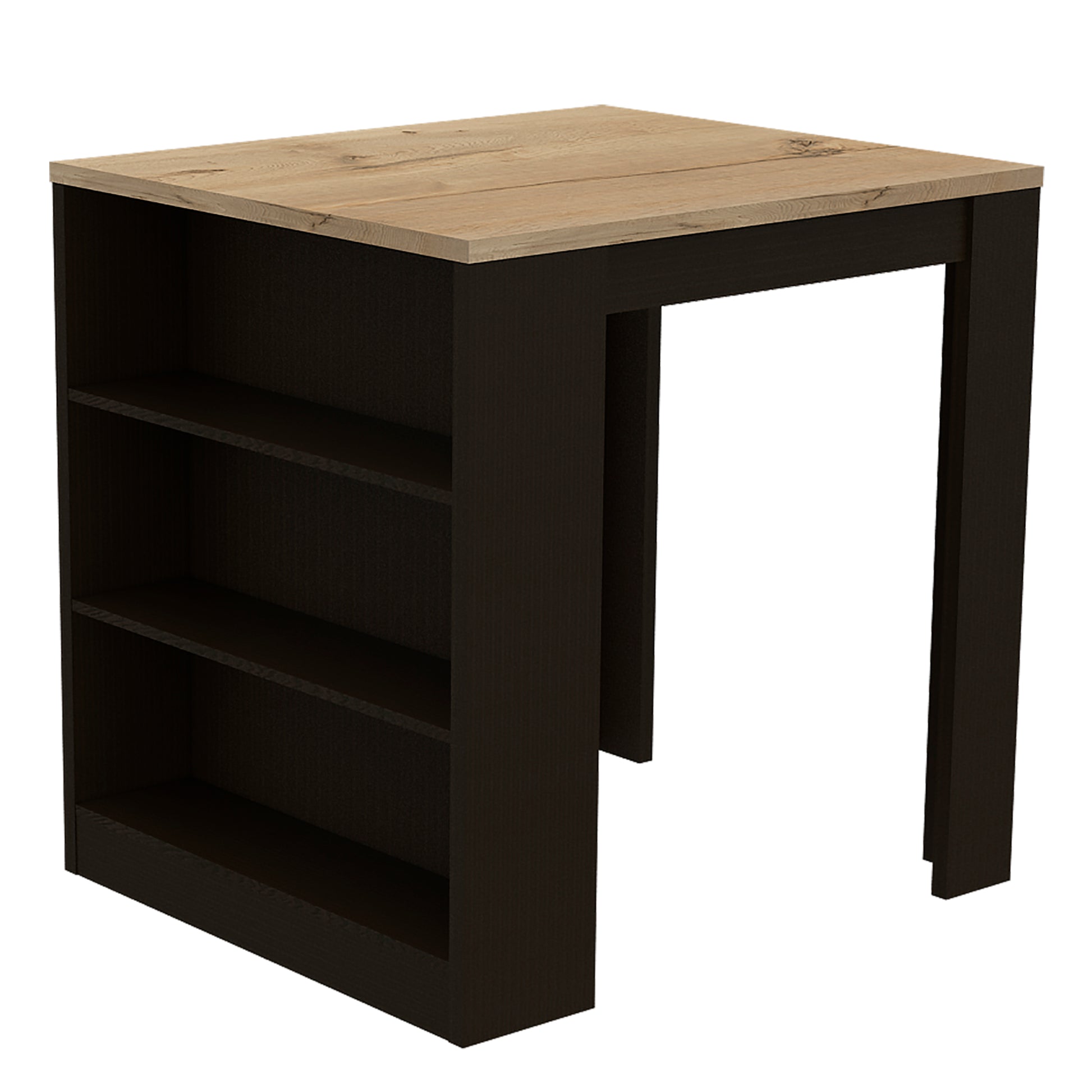 Multicolor Engineered Wood Kitchen Island with Storage Shelves