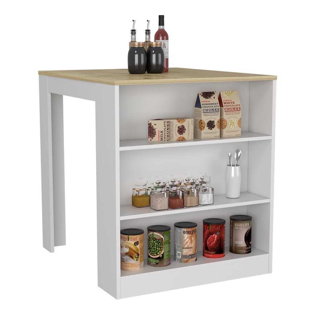 Multicolor Kitchen Island Table with Shelves