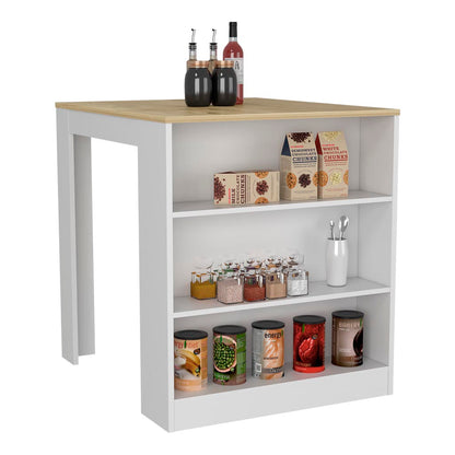 Multicolor Kitchen Island Table with Shelves