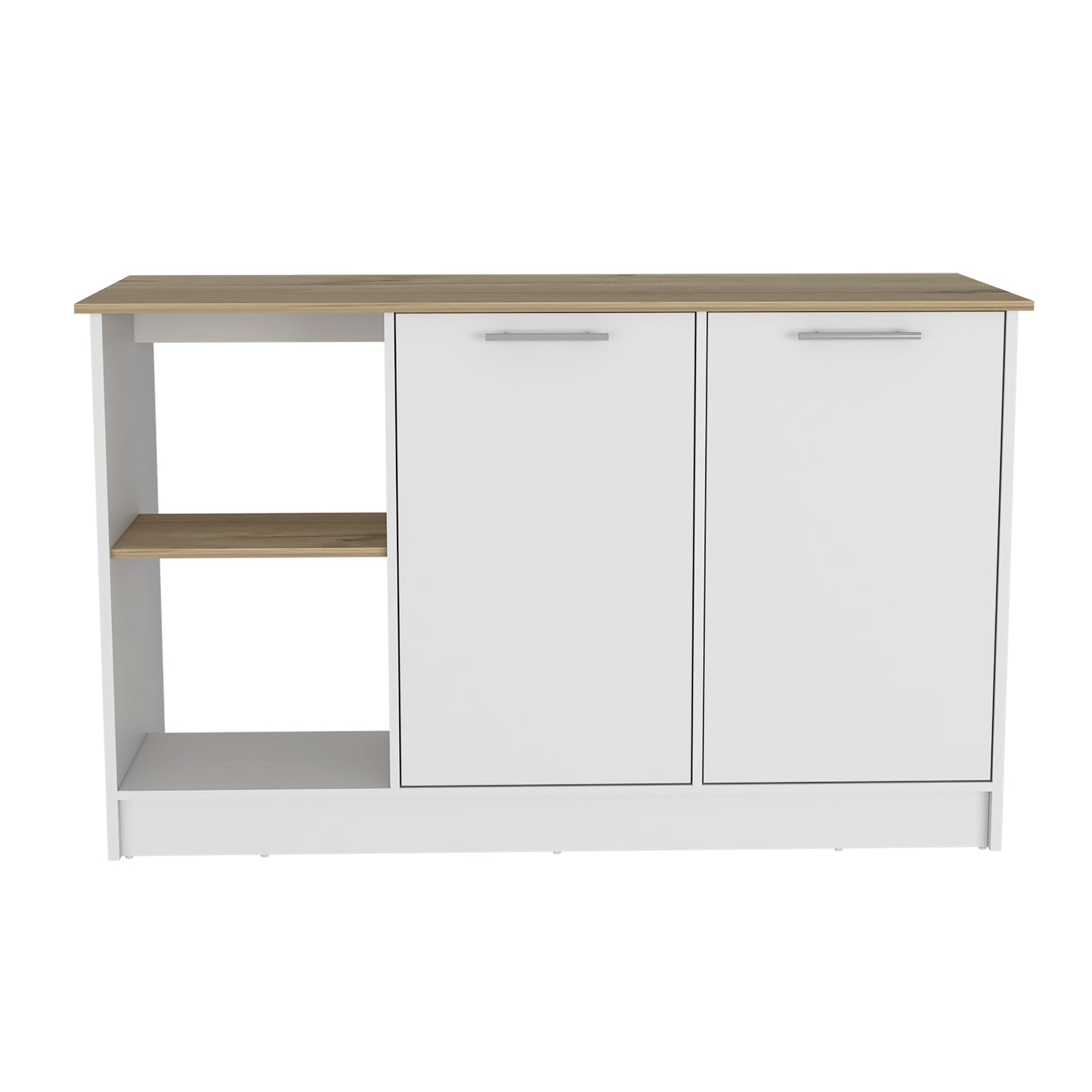 White Kitchen Island with Storage - 25.19 x 59 x 35.43", Durable Engineered Wood