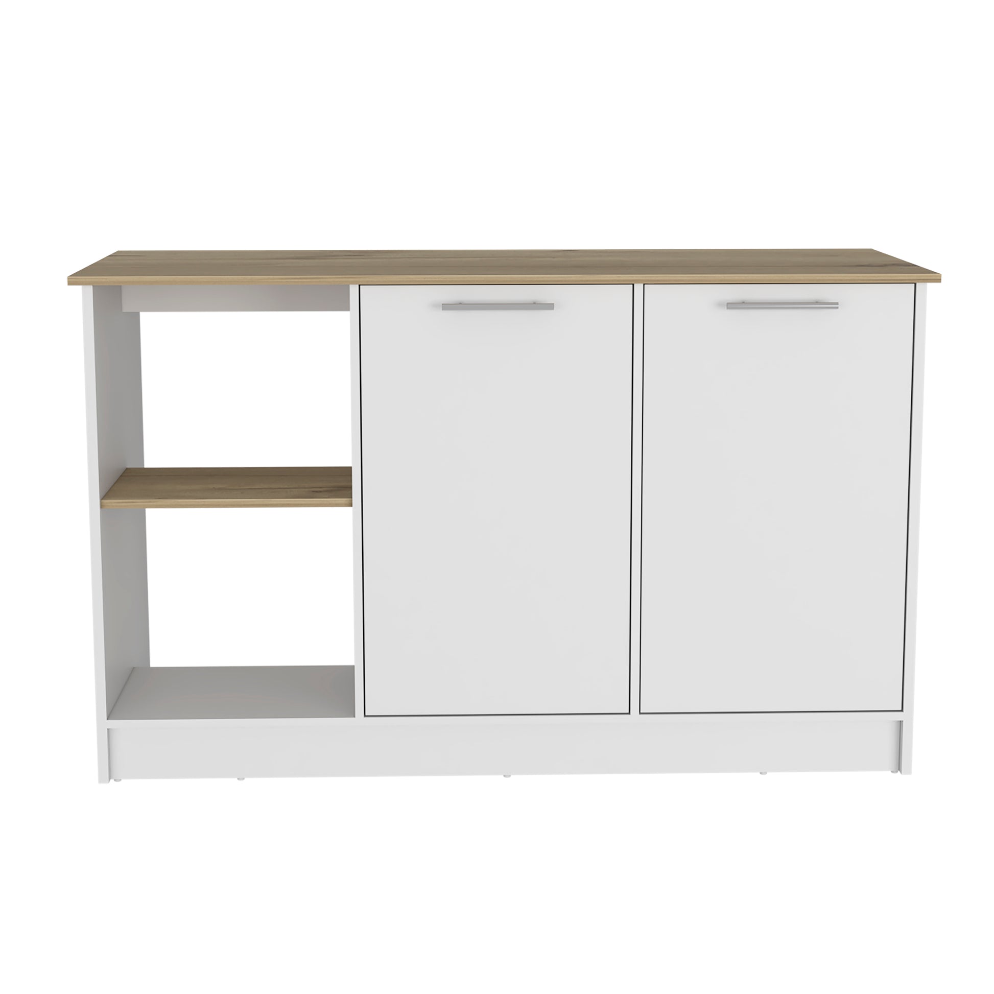 White Kitchen Island with Storage - 25.19 x 59 x 35.43", Durable Engineered Wood