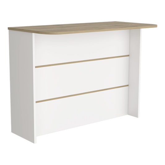 Kitchen Island with Storage Shelf - White / Light Pine