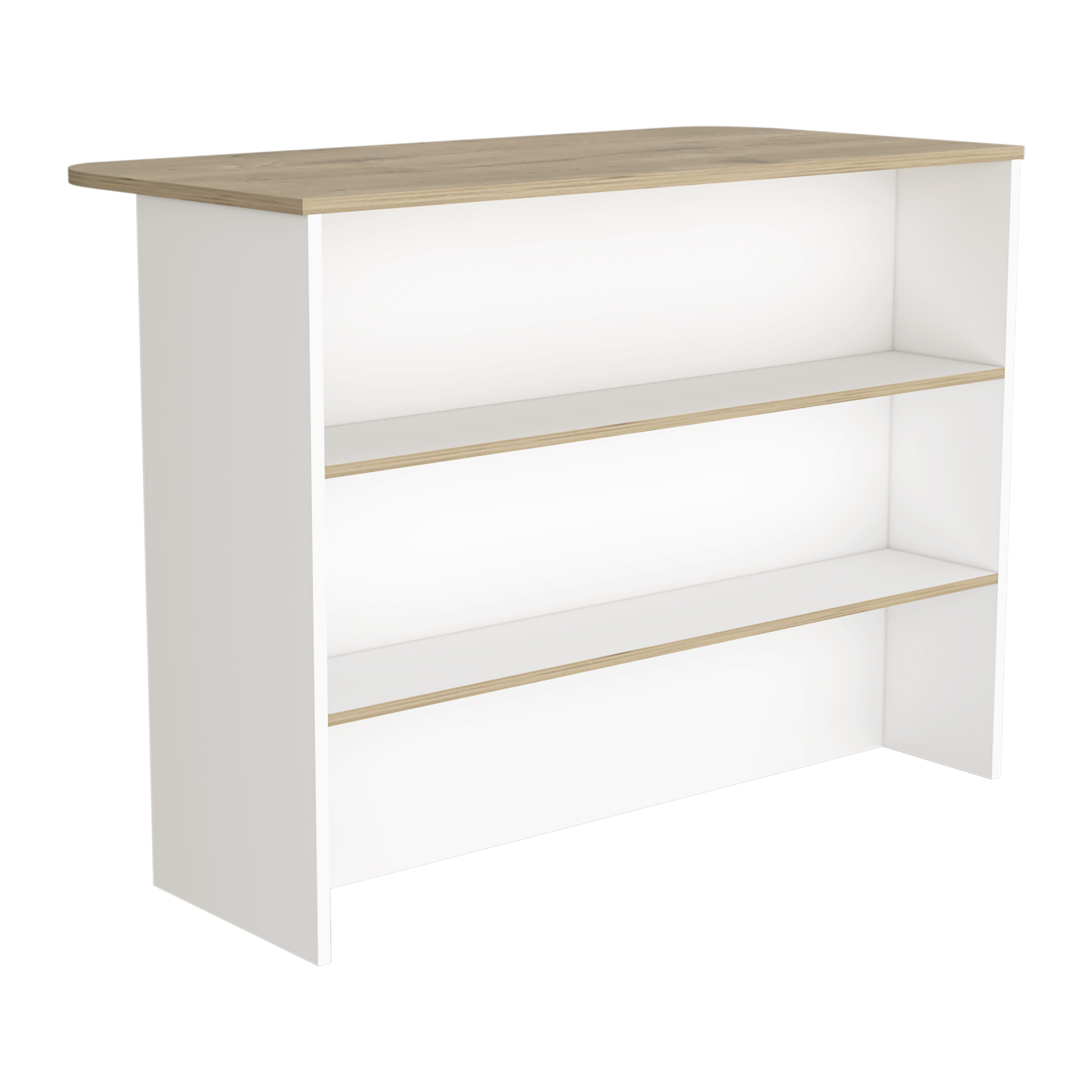Kitchen Island with Storage Shelf - White / Light Pine