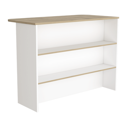 Kitchen Island with Storage Shelf - White / Light Pine