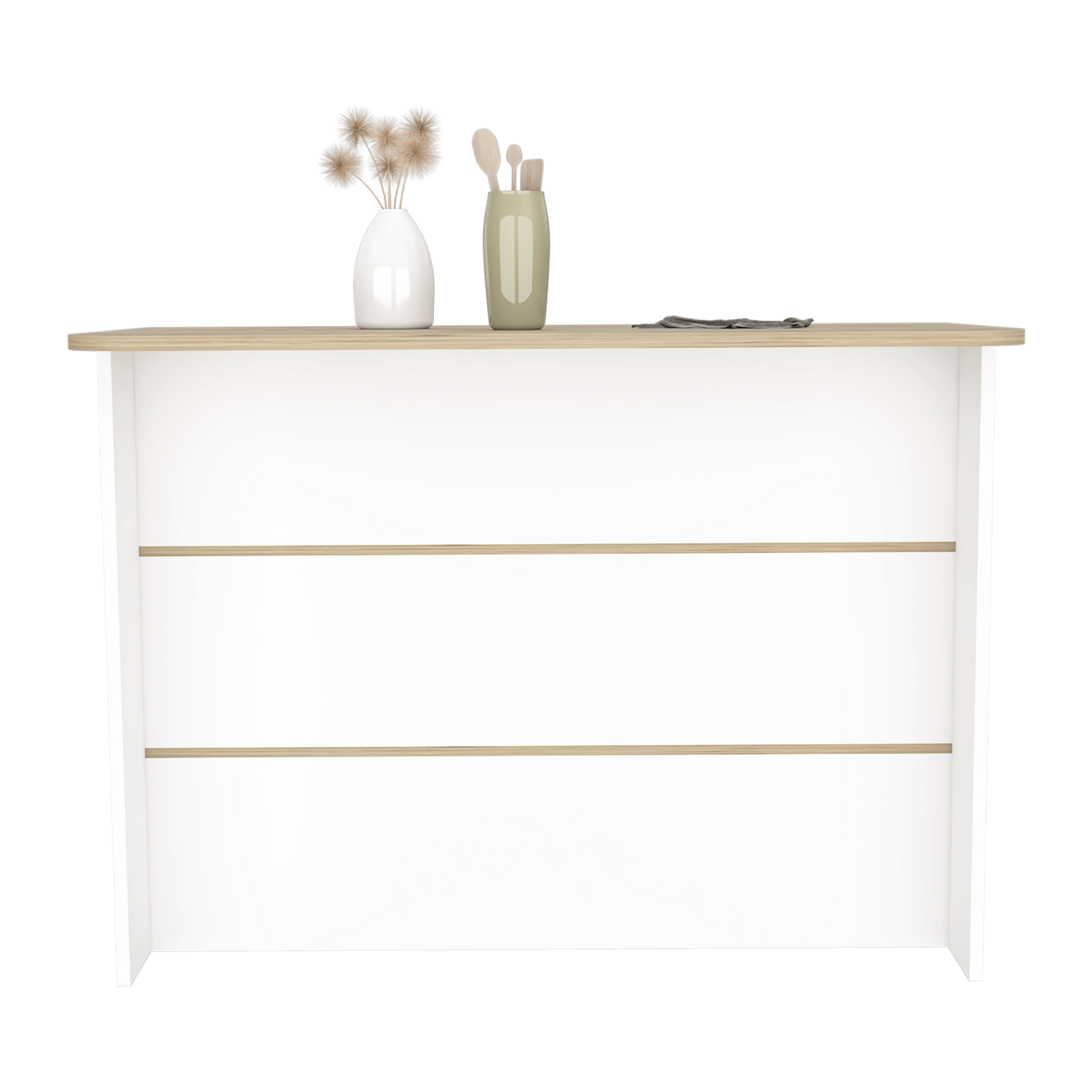 Kitchen Island with Storage Shelf - White / Light Pine
