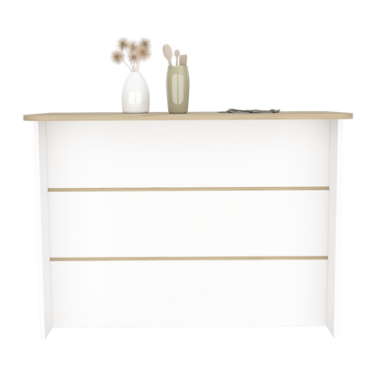 Kitchen Island with Storage Shelf - White / Light Pine