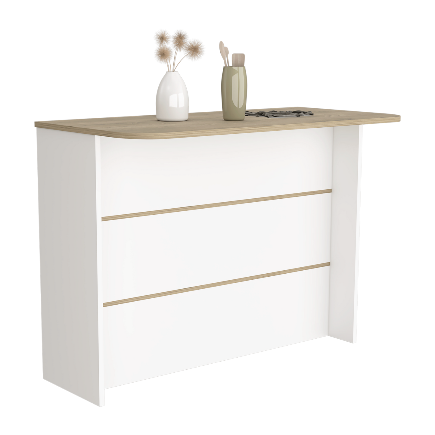 Kitchen Island with Storage Shelf - White / Light Pine