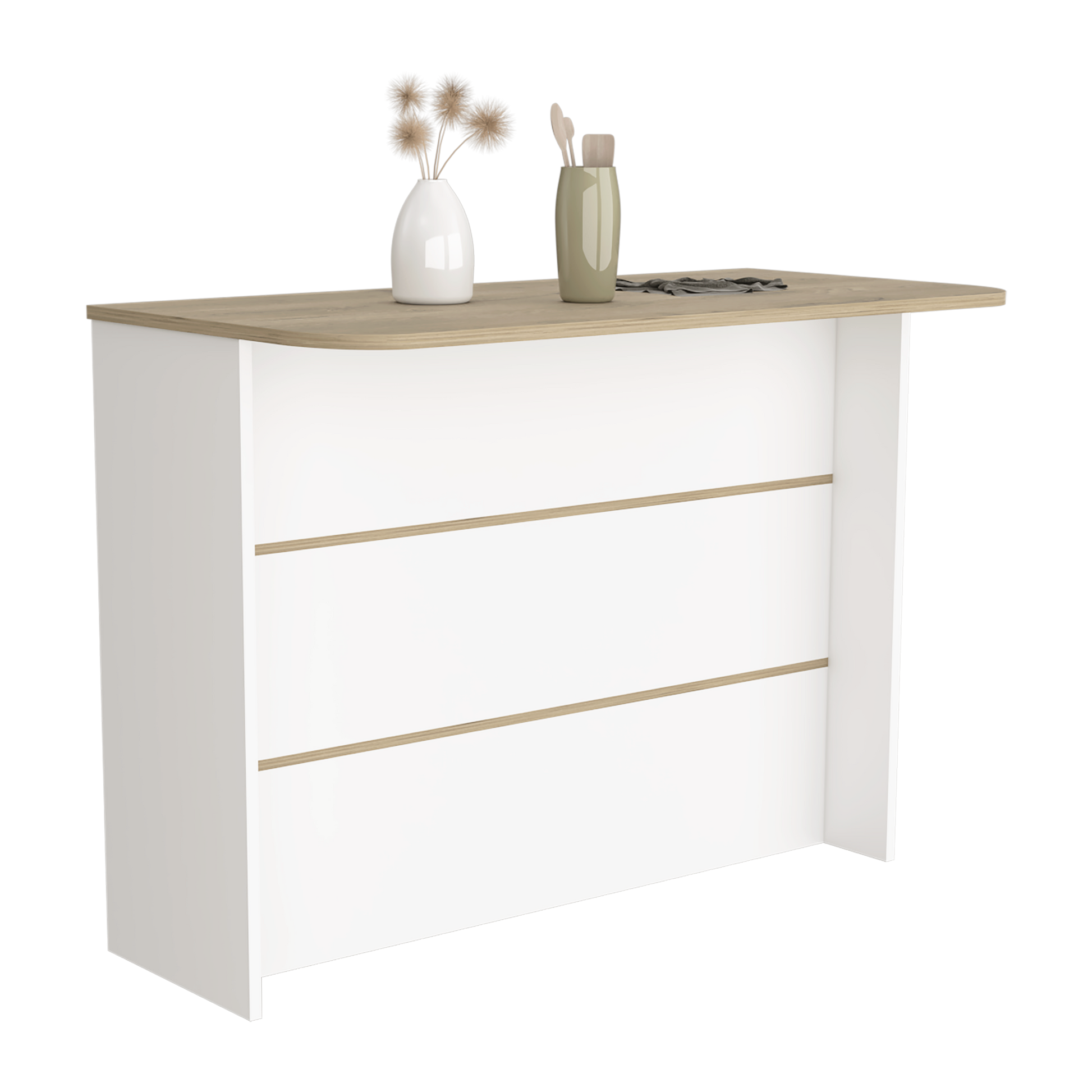 Kitchen Island with Storage Shelf - White / Light Pine