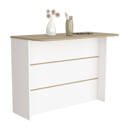 Kitchen Island with Storage Shelf - White / Light Pine