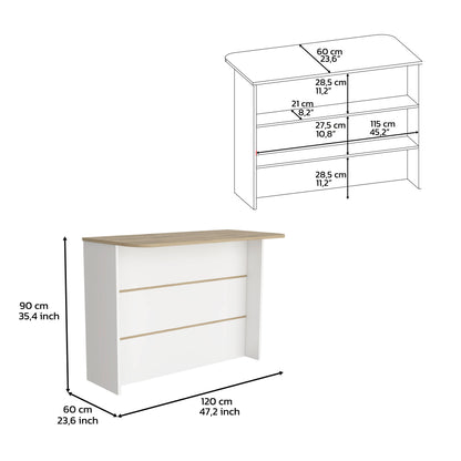 Kitchen Island with Storage Shelf - White / Light Pine