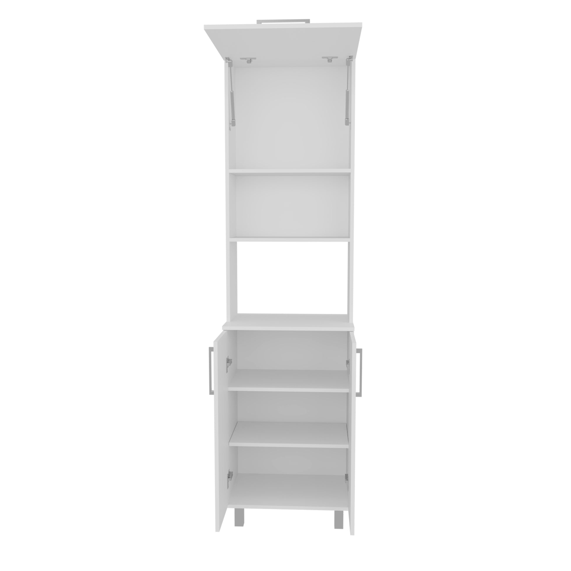 Modern White Kitchen Pantry Cabinet with 3 Doors and 5 Shelves for Dining Room